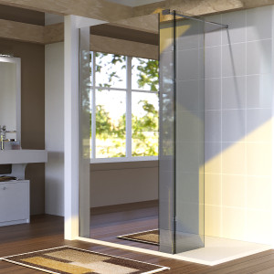 Paroi de douche avec miroir BAYA verre 8 mm avec retour - 100+40 x 200cm