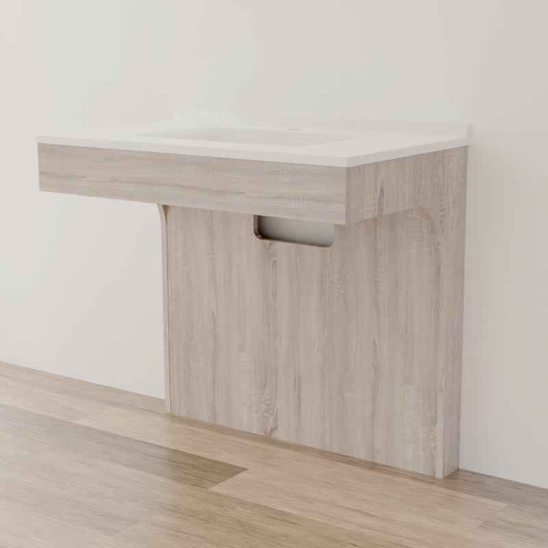 Meuble salle de bain PMR simple vasque 90 cm ALTEA - couleur chêne Cambrian oak 
