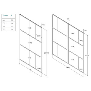 Paroi de douche fixe Atelia verre 8 mm - 100x200 cm