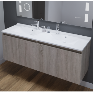 Meuble double vasque 140 cm PROLINE coloris bois Cambrian Oak