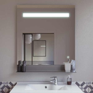 Miroir ETAL 70x80 cm - éclairage LED, antibuée, interrupteur sensitif et tablette de rangement