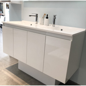 Meuble double vasque 140 cm PROLINE Blanc brillant
