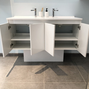 Meuble double vasque 140 cm PROLINE Blanc brillant
