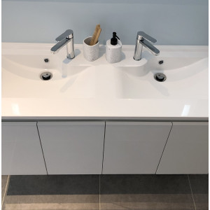 Meuble double vasque 140 cm PROLINE Blanc brillant