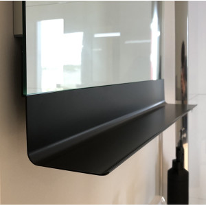 Miroir lumineux ETAL 120x80 cm éclairage LED, antibuée, tablette de rangement noire 