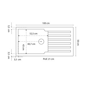 Évier RESIROC avec 1 bac + égouttoir 100cm - Blanc