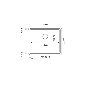 Cuve RESIROC - évier 1 bac sans égouttoir - 54 x 44 cm - Noire