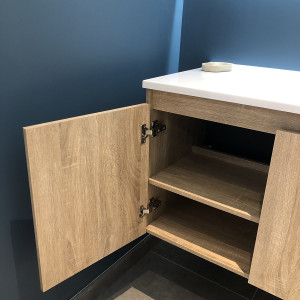 Meuble salle de bain 70 cm avec plan simple vasque PROLINE couleur chêne