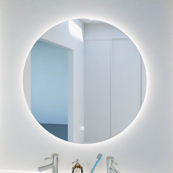 Miroir lumineux rond FAZZIO 80cm - éclairage LED, système anti-buée et interrupteur sensitif