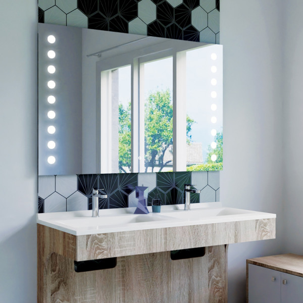 Miroir de salle de bain anti-buée LED 80 X 60 cm