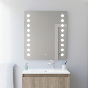 Miroir de salle de bain avec tablette et éclairage LED 120 cm x 80 cm ETAL  - Creazur Pro