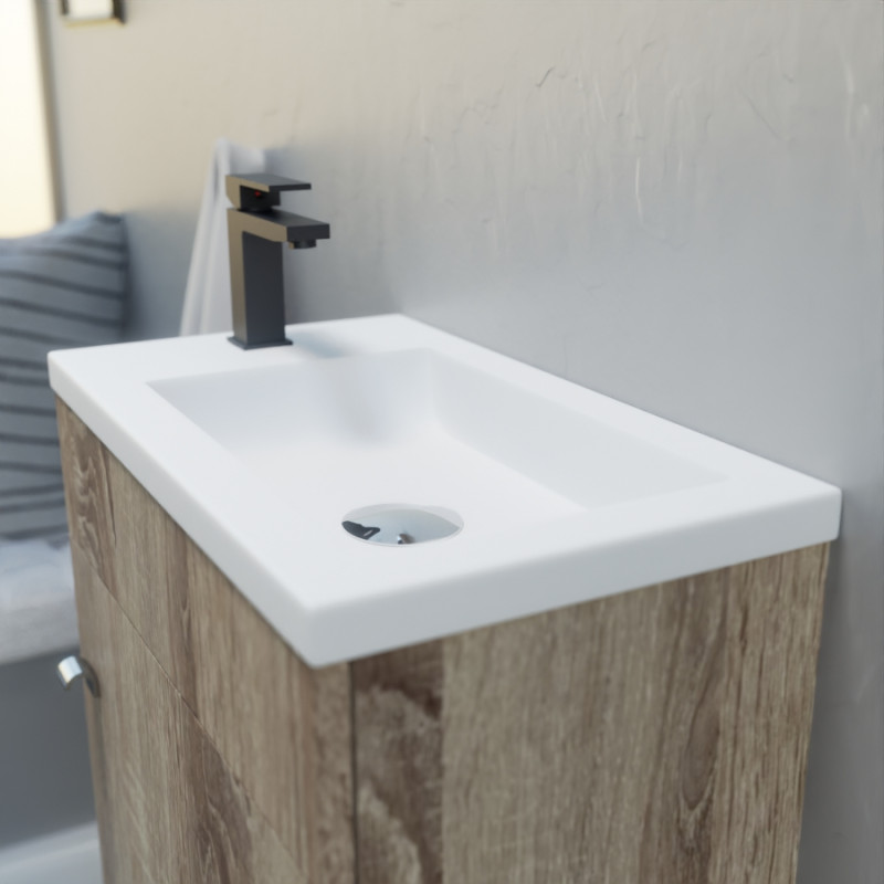 Meuble lave-mains LILA 44x26 cm avec vasque et miroir - cambrian oak