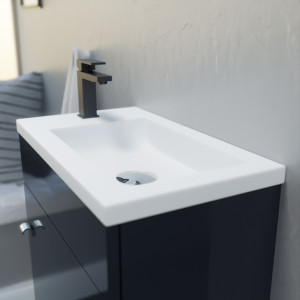Meuble lave-mains LILA 44x26 cm avec vasque et miroir - gris
