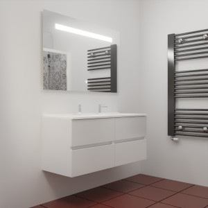 Meuble ROSINOX 120 cm avec plan vasque et miroir - Blanc Mat