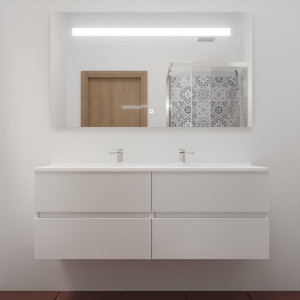 Meuble ROSINOX 140 cm avec plan vasque et miroir - Blanc Mat