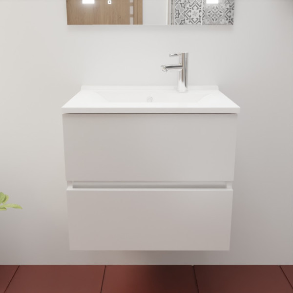 Caisson ROSINOX 60 cm avec plan vasque - Blanc Mat