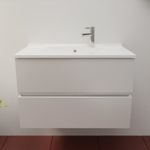 Caisson ROSINOX 80 cm avec plan vasque - Blanc Mat