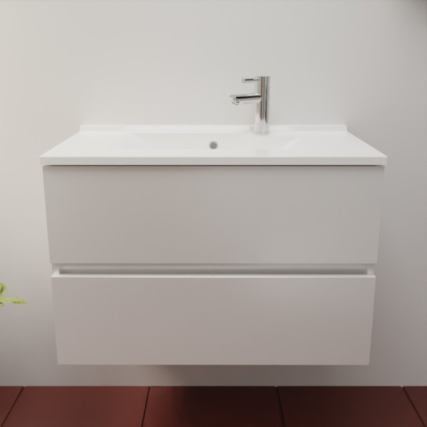 Caisson ROSINOX 80 cm avec plan vasque - Blanc Mat