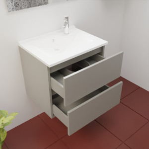 Caisson ROSINOX 60 cm avec plan vasque - Gris clair Mat