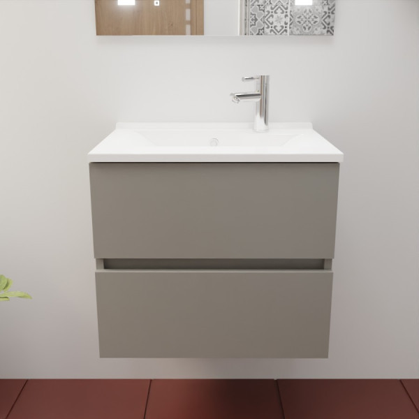 Caisson ROSINOX 60 cm avec plan vasque - Gris clair Mat