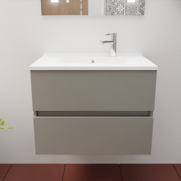 Caisson ROSINOX 70 cm avec plan vasque - Gris clair Mat