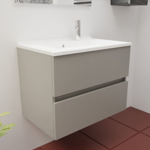 Caisson ROSINOX 70 cm avec plan vasque - Gris clair Mat