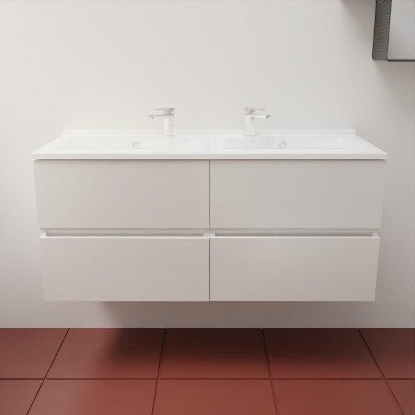 Caisson ROSINOX 120 cm avec plan vasque - Blanc Mat