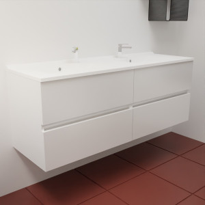 Caisson ROSINOX 140 cm avec plan vasque - Blanc Mat