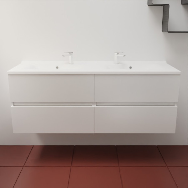 Caisson ROSINOX 140 cm avec plan vasque - Blanc Mat