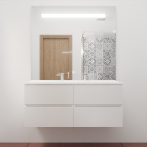 Meuble ROSINOX 120 cm avec plan vasque et miroir - Blanc Mat