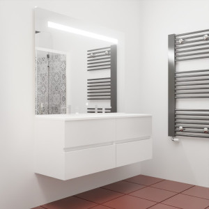 Meuble ROSINOX 140 cm avec plan vasque et miroir - Blanc Mat