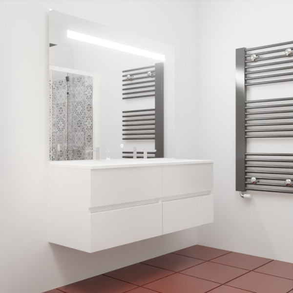 Meuble ROSINOX 140 cm avec plan vasque et miroir - Blanc Mat