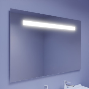 Miroir lumineux ELEGANCE 120x80 cm - bandeau LED central en haut du miroir 