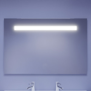 Miroir lumineux ELEGANCE 120x80 cm - bandeau LED central en haut du miroir 