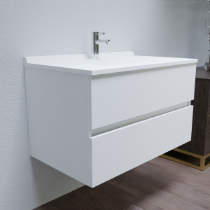 Meuble salle de bain 90 cm ROMY - Blanc brillant