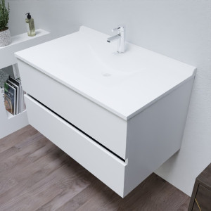 Meuble salle de bain 90 cm ROMY - Blanc brillant