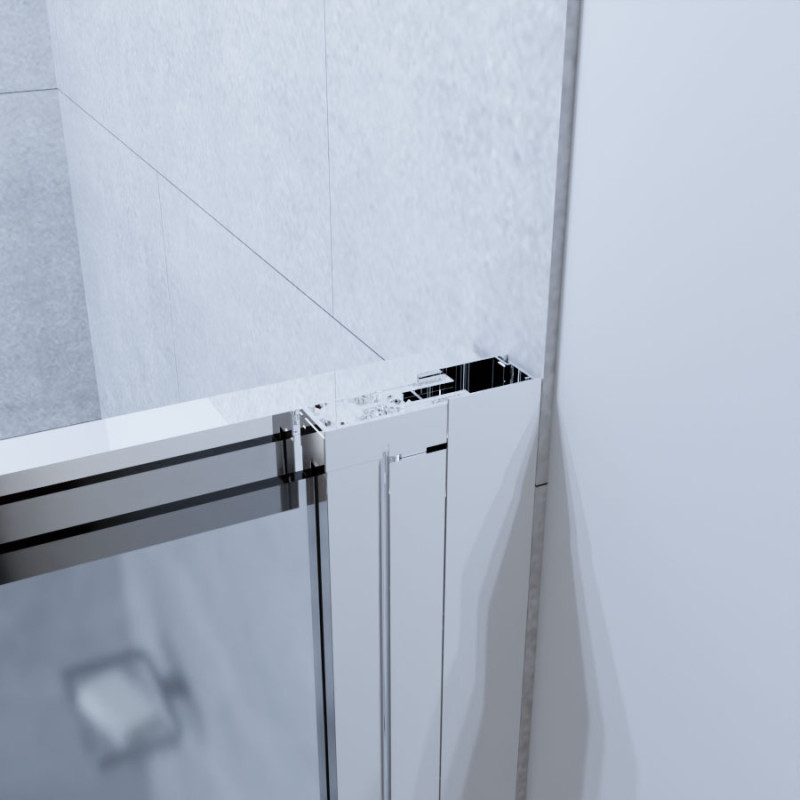 Paroi de douche pivotante 120 cm double porte avec retour 90 cm- ATLANTIC chromé - 6 mm 