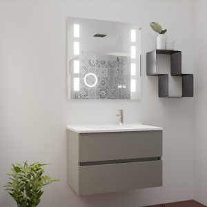 Meuble ROSINOX 80 cm avec plan vasque et miroir EXCELLENCE hauteur 80 cm - Gris Mat