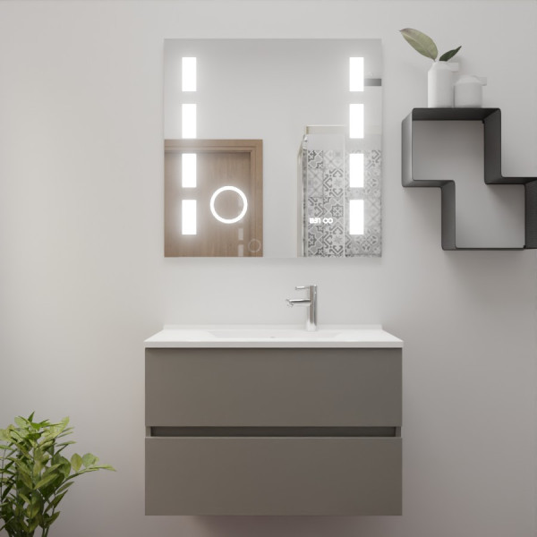 Meuble ROSINOX 80 cm avec plan vasque et miroir EXCELLENCE hauteur 80 cm - Gris Mat