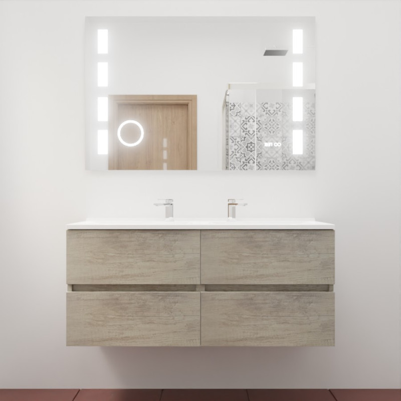 Meuble double vasque ROSINOX 120 cm avec miroir LED EXCELLENCE - Chênet