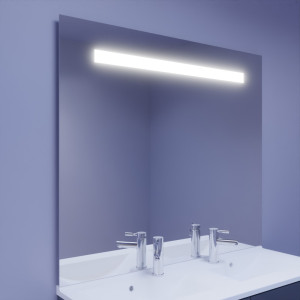 Miroir lumineux ELEGANCE 124x105 cm - éclairage LED bandeau central en haut du miroir 