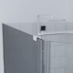 Paroi de douche SILVER - 10 mm verre fumé effet miroir - 100+40 x200cm avec retour pivotant 