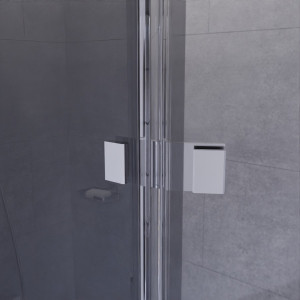 Paroi de douche PSYCHE - verre fumé effet miroir - 8 mm 100x200 + 40cm