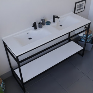 Meuble salle de bain STRUCTURA 140 cm avec plan double vasque 