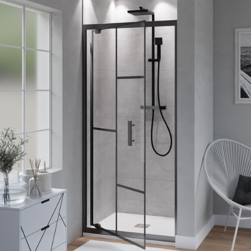 Paroi de douche avec porte pivotante effet verrière