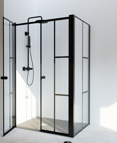 paroi de douche style verrrière noire mat