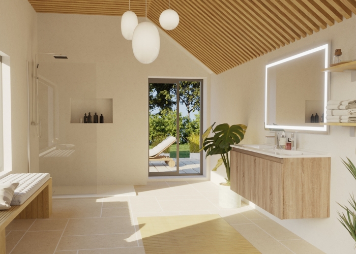 Salle de bain esprit spa bien-être et minimalisme