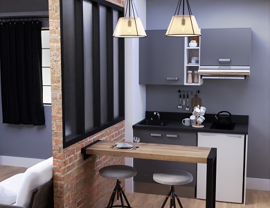 kitchenette-studio-cuisibane-gris-et-noir