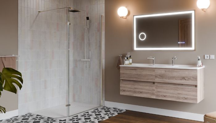 Paroi de douche avec volet pivotant