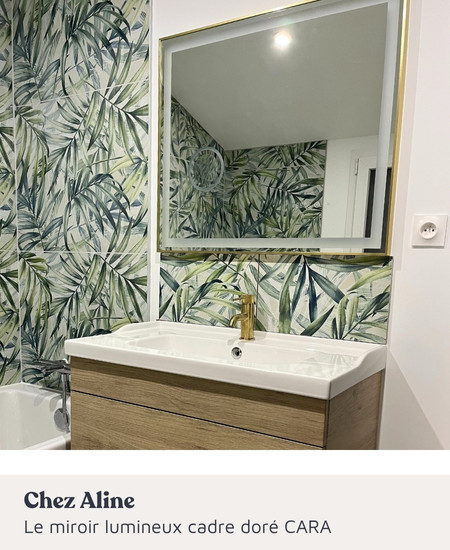 Miroir led de salle de bain avec cadre doré